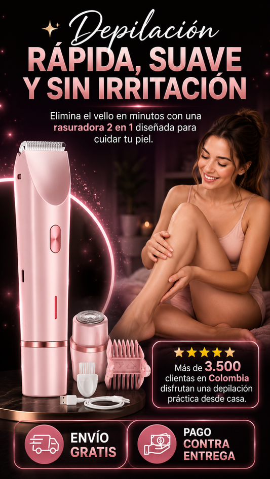 Rasuradora Eléctrica 2 en 1 – Afeitado Rápido, Preciso y Sin Irritación